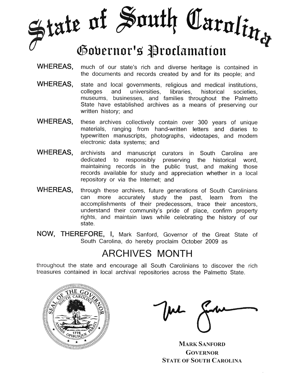 Governors Proclomation